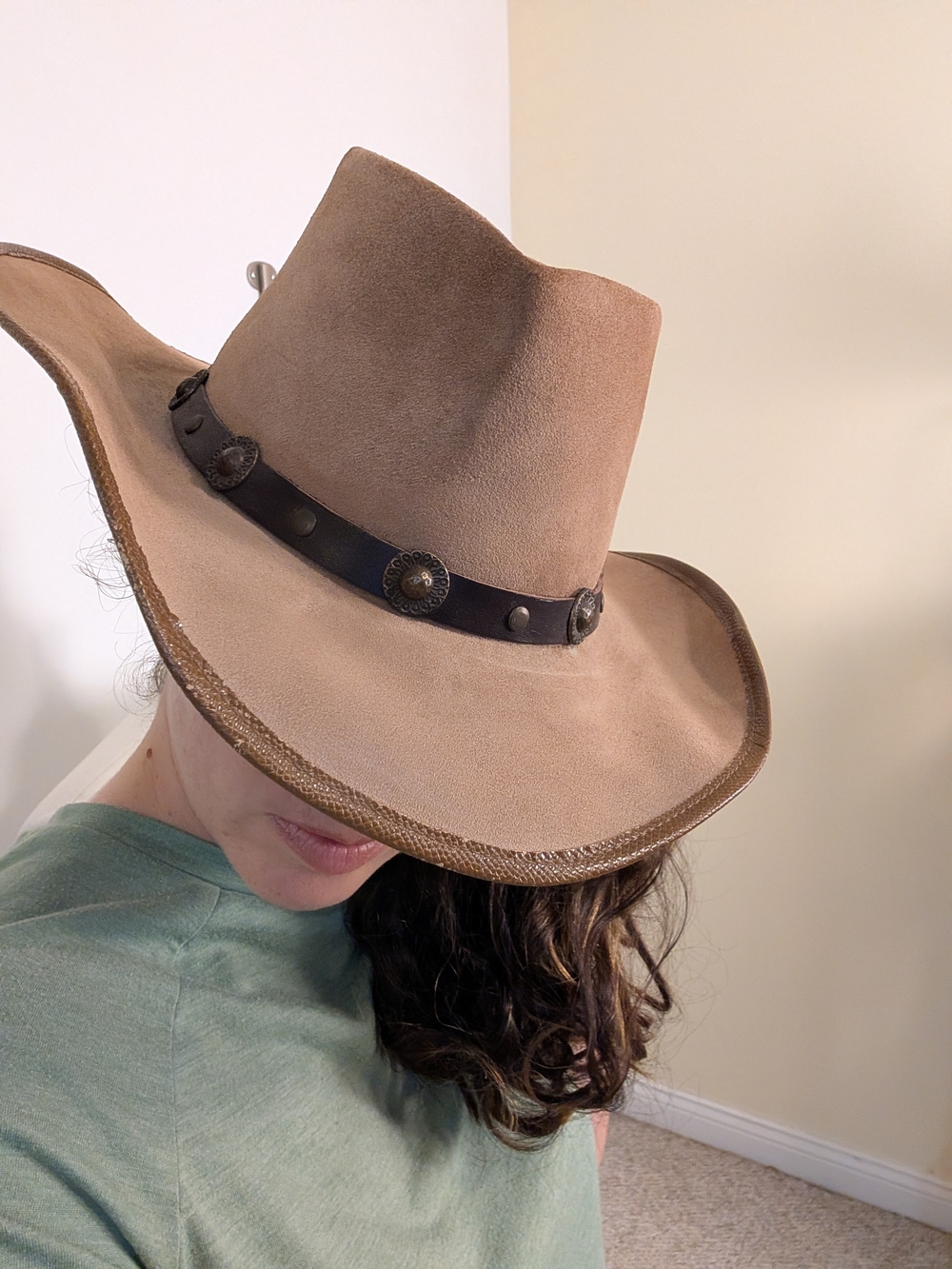 Winfield Cover Co. Tan And Brown Leather Western Cowboy Hat Country Festival S